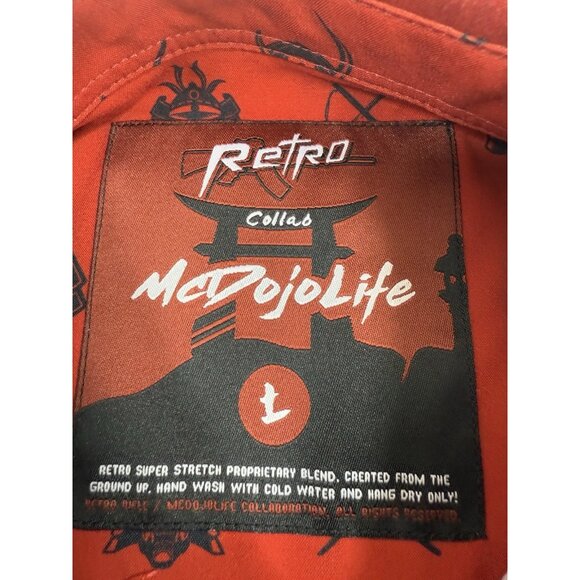 Retro Rifle McDojoLife Mens Shirt Red Samurai All Over Size Large Button Down - Picture 10 of 13